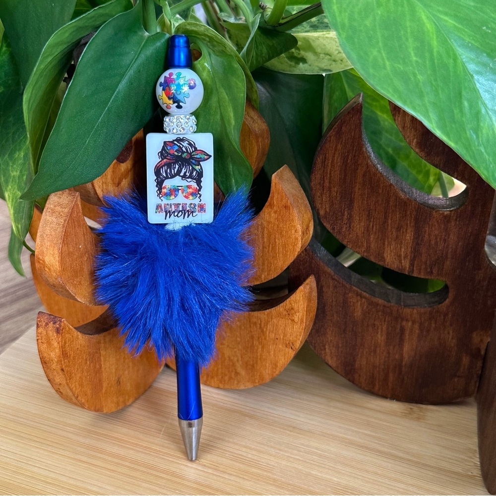 Autism Awareness Pen 🧩 Handmade Silicone Beads + Extra Ink Refill